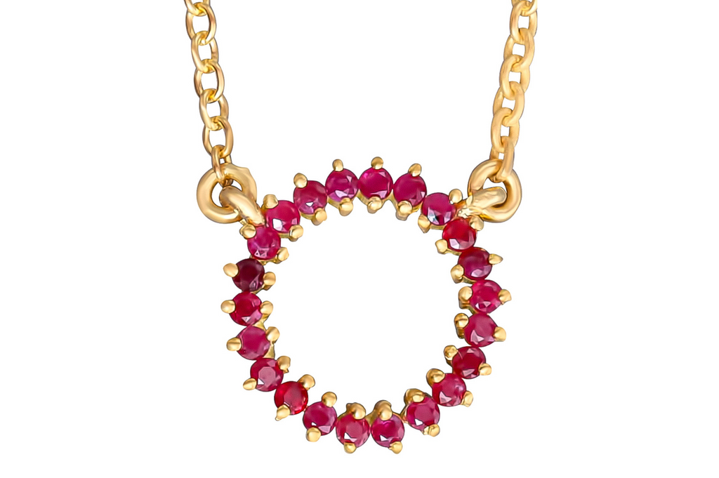 Halo Ruby Pendant Necklace