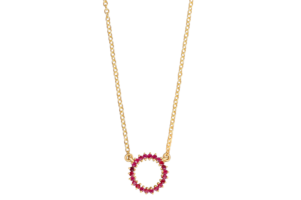 Halo Ruby Pendant Necklace