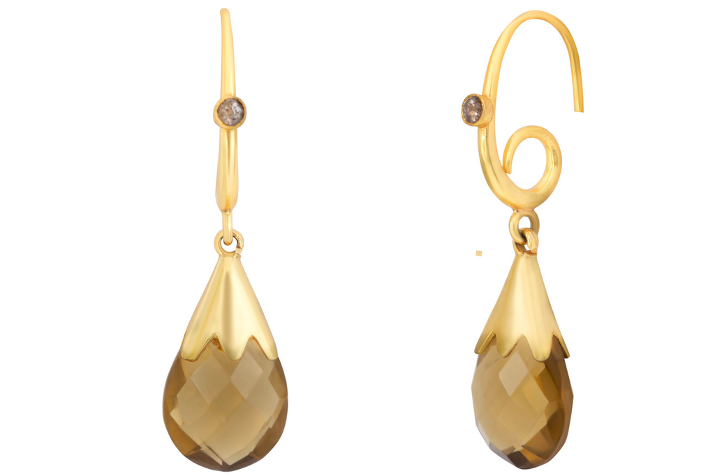 Sienna Lemon Quartz & Diamond Drop Earrings