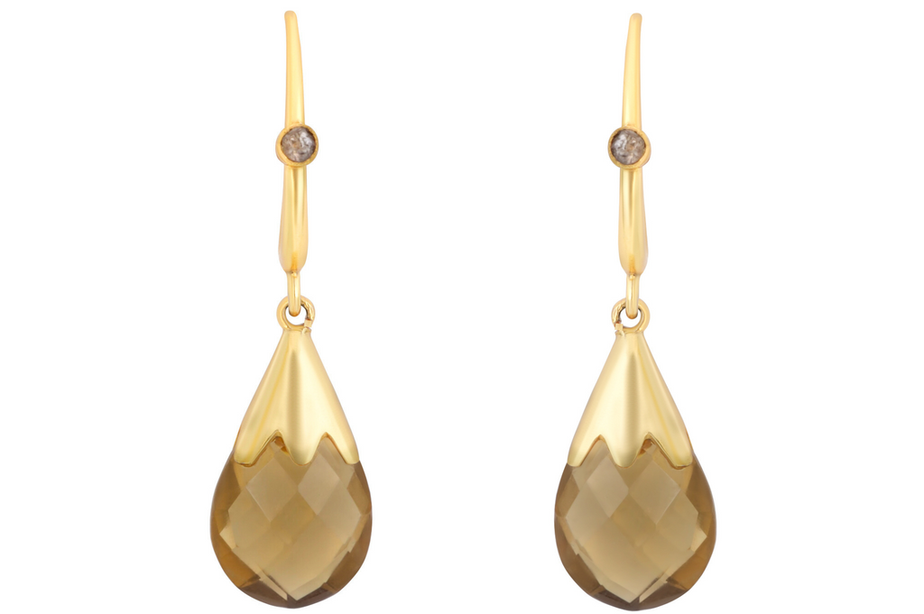 Sienna Lemon Quartz & Diamond Drop Earrings