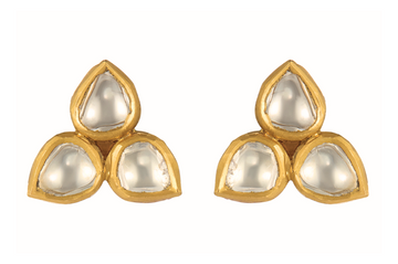 Fine Gold Polki Diamond Stud Earrings