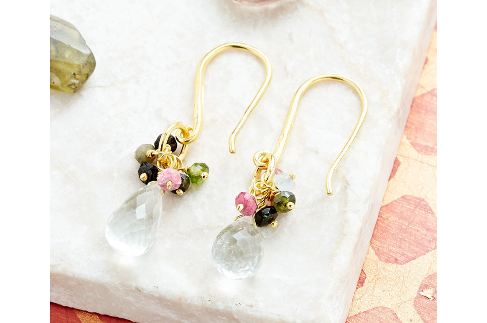 Iris Green Amethyst & Tourmaline Bead Earrings