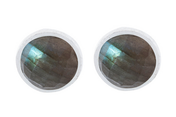 Cupcake Labradorite Silver Stud Earrings