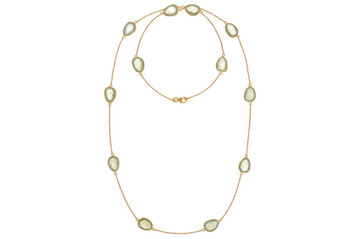 Pebble Long Green Amethyst Necklace