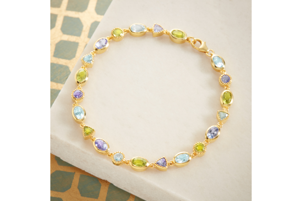 Zelda Tanzanite, Blue Topaz & Peridot Bracelet